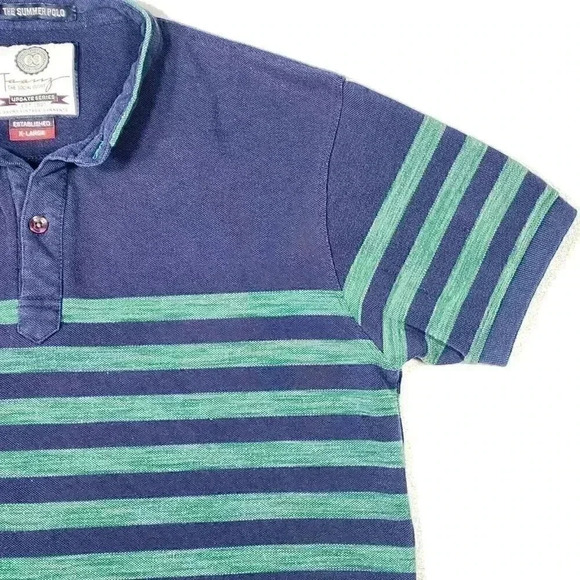 Taanz Men's Summer Polo XL Stripes No Collar Button Henley Type European READ - Picture 2 of 16